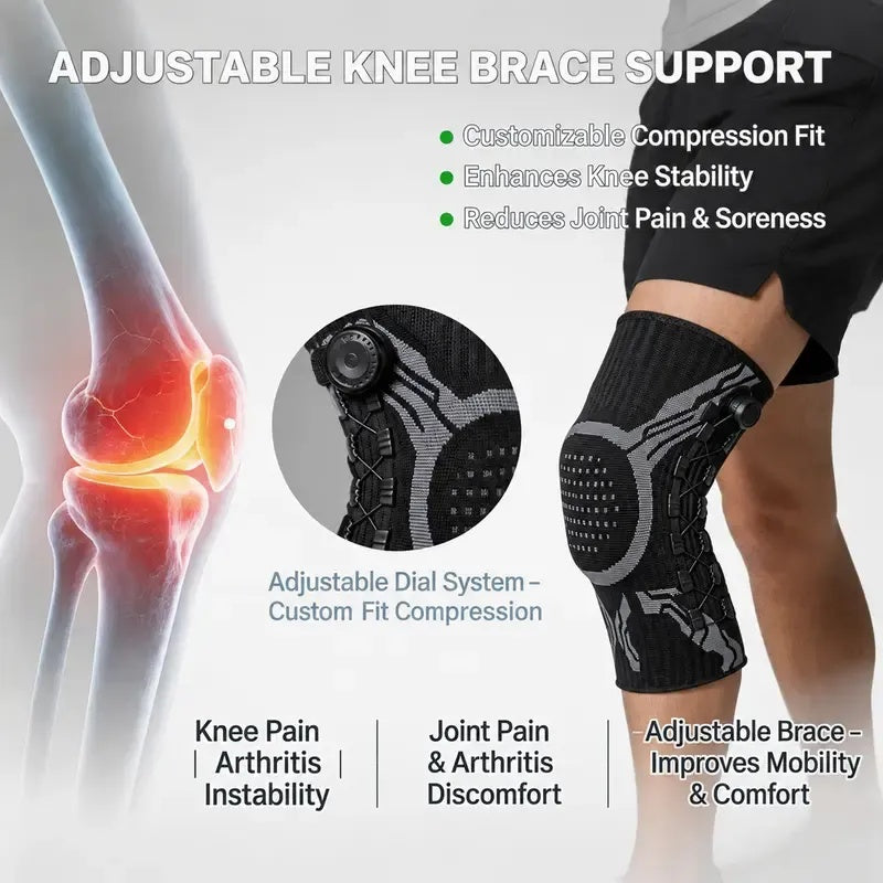 Adjustable Compression Knee Support with Micro-Dial Knob – Perfect Fit for Active Lifestyles