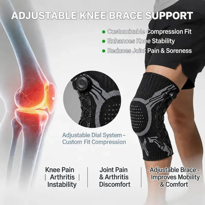 Adjustable Compression Knee Support with Micro-Dial Knob – Perfect Fit for Active Lifestyles
