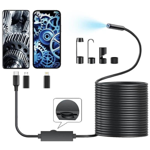 6.5ft HD Endoscope Camera – iPhone & Android, 3 Lengths, Soft & Rigid Cable Options