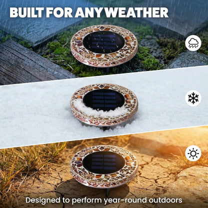 Solar Mosaic Pathway Lights Waterproof Outdoor Garden Decor