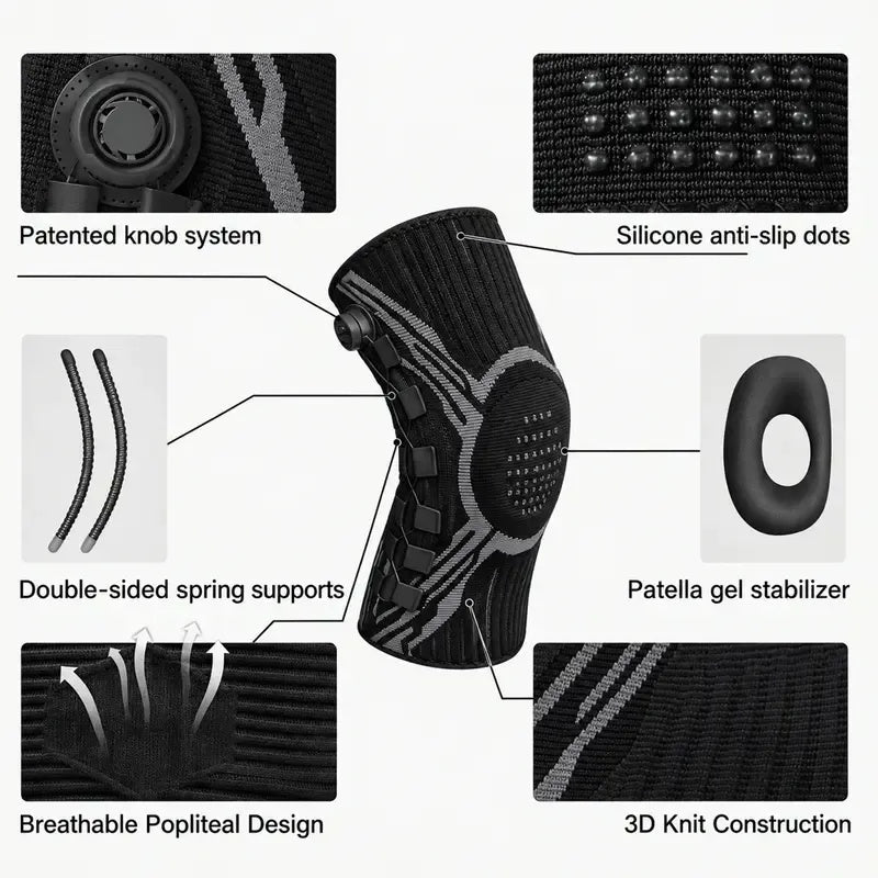 Adjustable Compression Knee Support with Micro-Dial Knob – Perfect Fit for Active Lifestyles