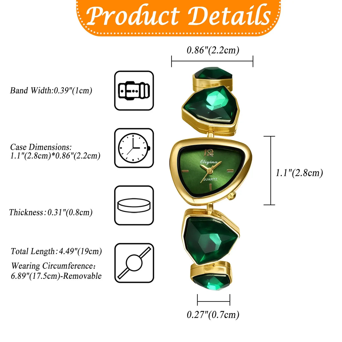Rhinestone Birthstone Bracelet Watch – Faceted Links, Adjustable Fit, Gift-Ready