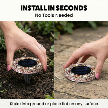 Solar Mosaic Pathway Lights Waterproof Outdoor Garden Decor