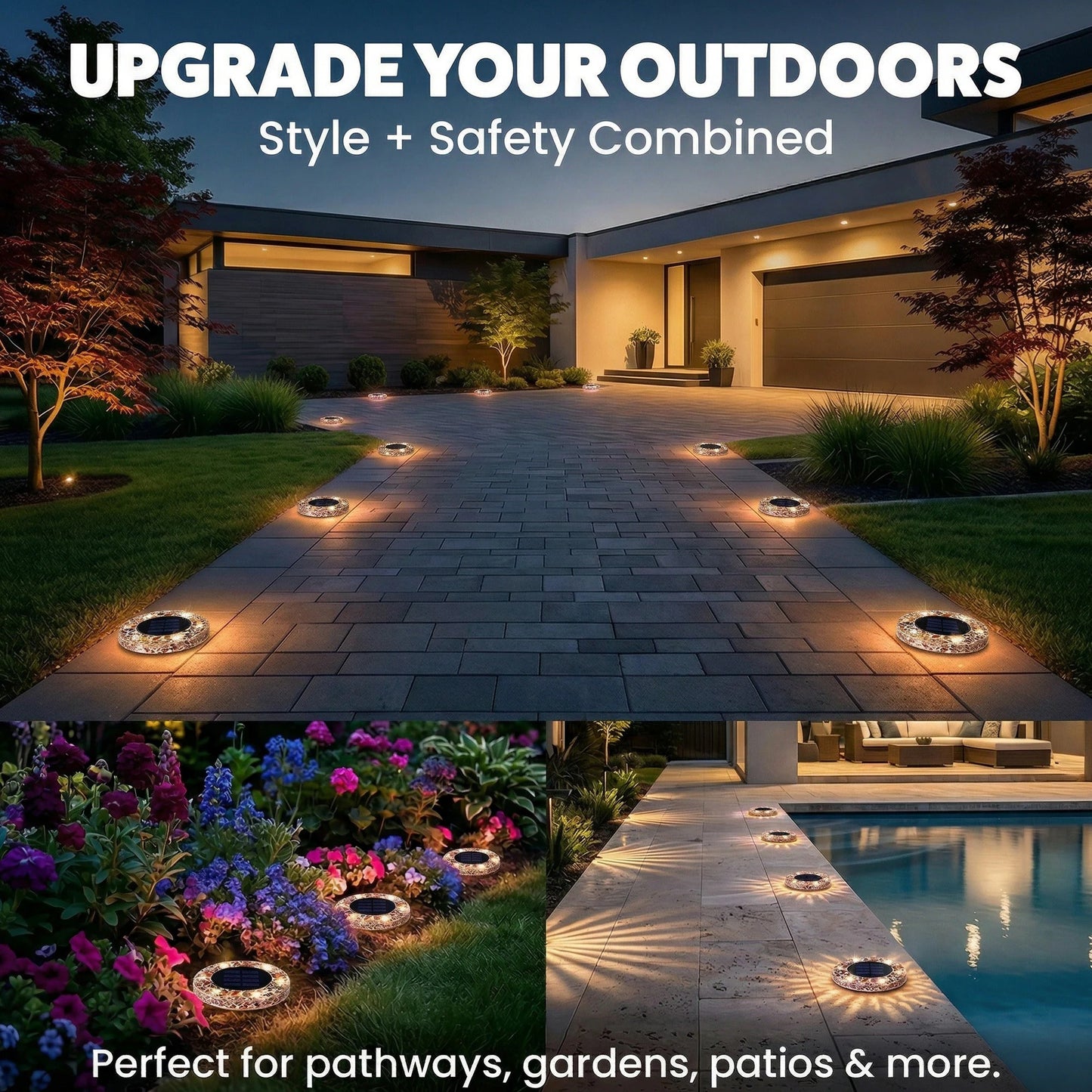 Solar Mosaic Pathway Lights Waterproof Outdoor Garden Decor