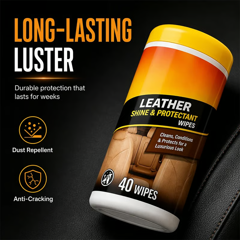 3-in-1 Leather Car Cleaning Wipes with UV Protection