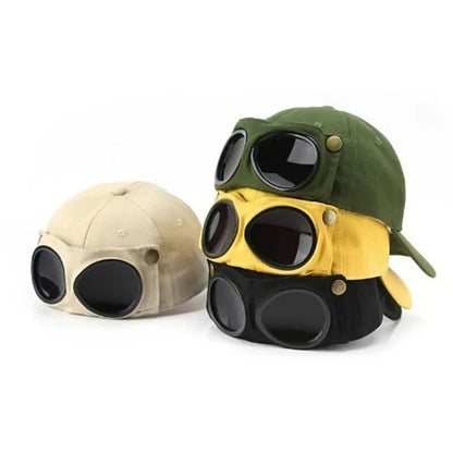 Korean-Style Pilot Baseball Cap – Glasses-Ready, Curved Visor