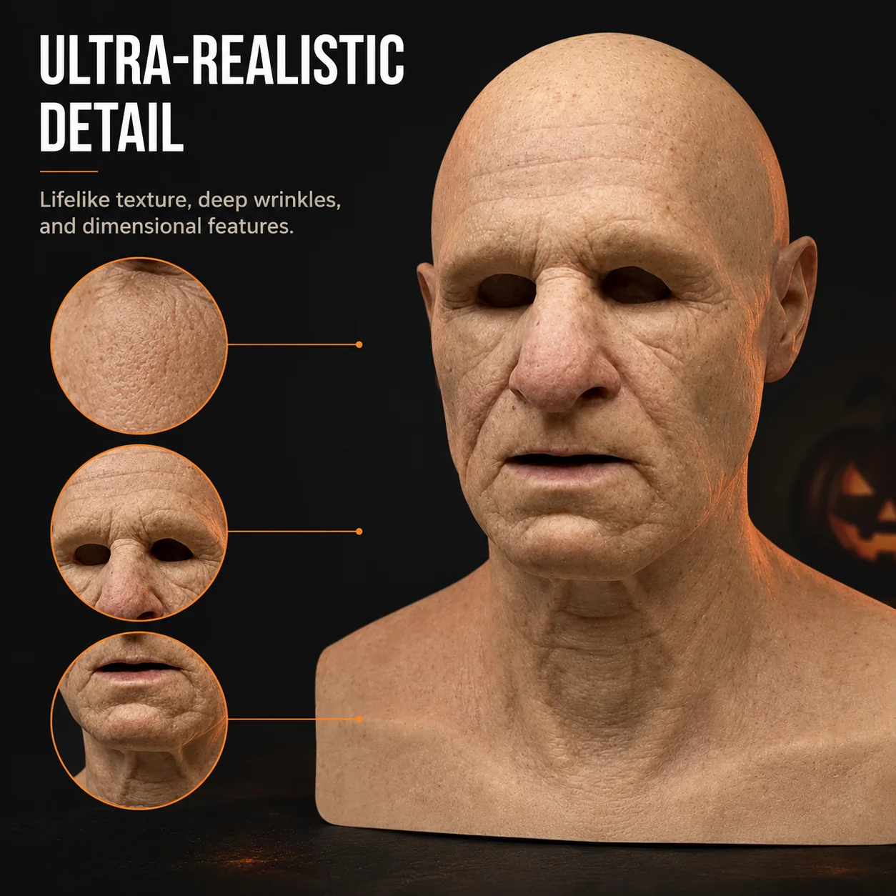 Halloween Old Man Mask – Realistic Latex Full Head Costume Mask