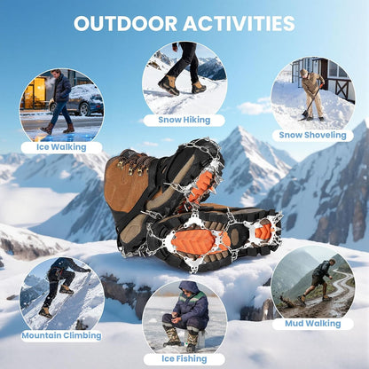 10-Spike Stainless Steel Crampons – Anti-Slip Ice Cleats
