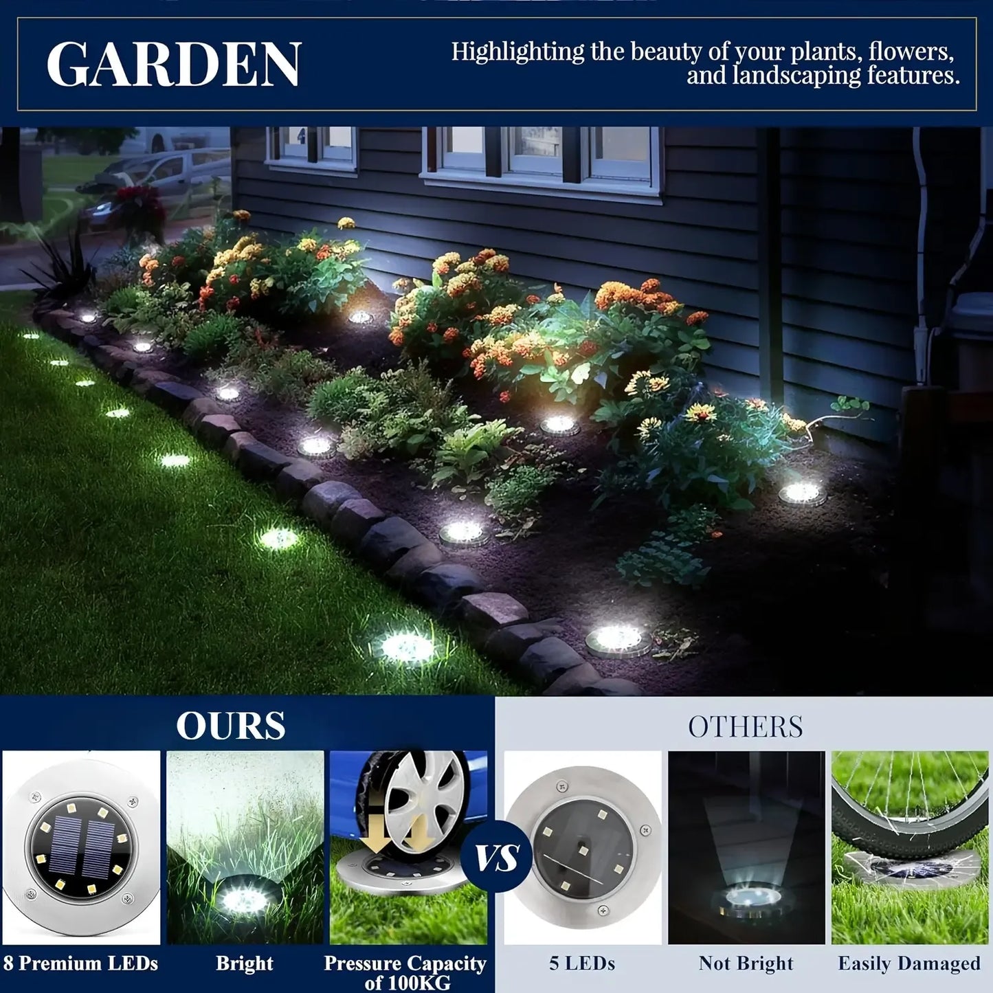 Solar Pathway Lights – 4 or 6 Pack, Cold White LED, Waterproof Outdoor Lighting
