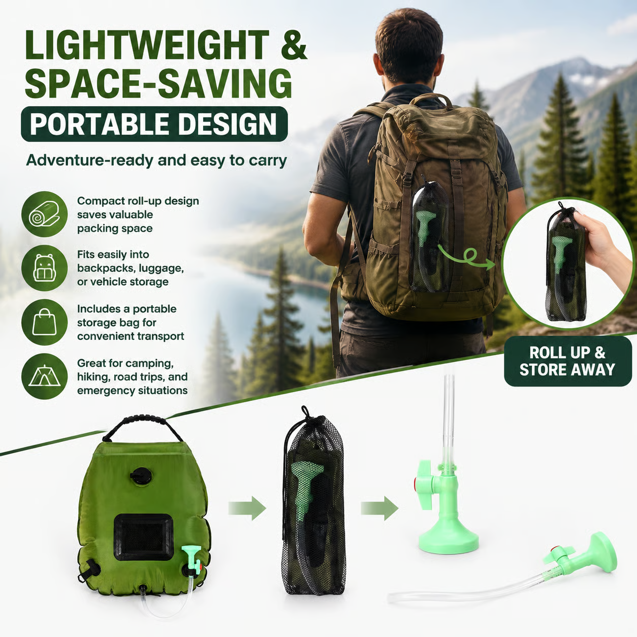 Solar Camping Shower Bag – 5 Gal/20L Portable Outdoor Shower