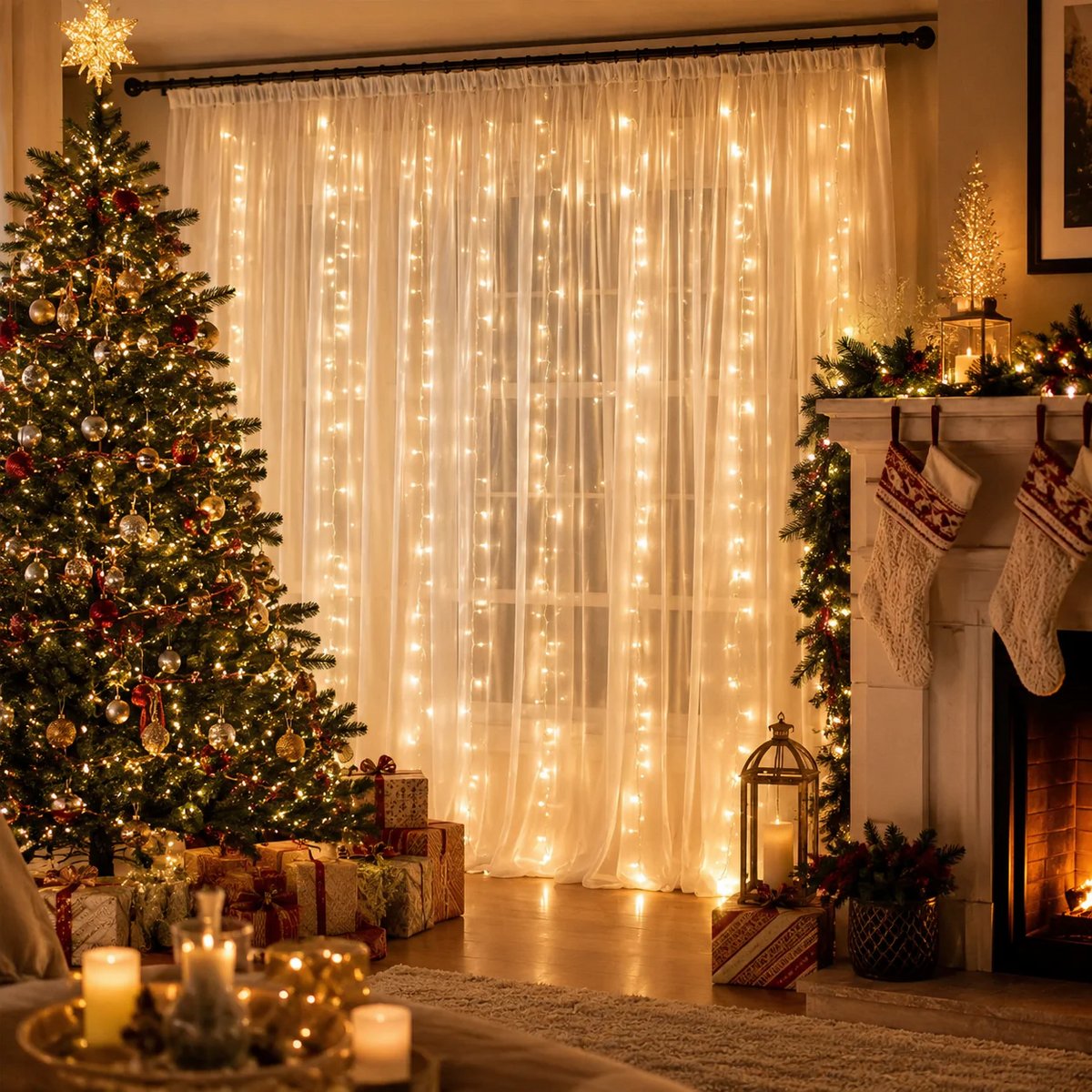 Dreamy Tulle Curtain Lights – 3m Width, Warm Glow, 3 Heights