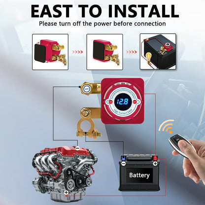 12V 240A Remote Battery Disconnect Switch with LED Voltage Display