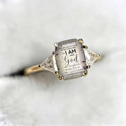 Women's Adjustable Christian Scripture Ring – Gold-Plated CZ Jewelry