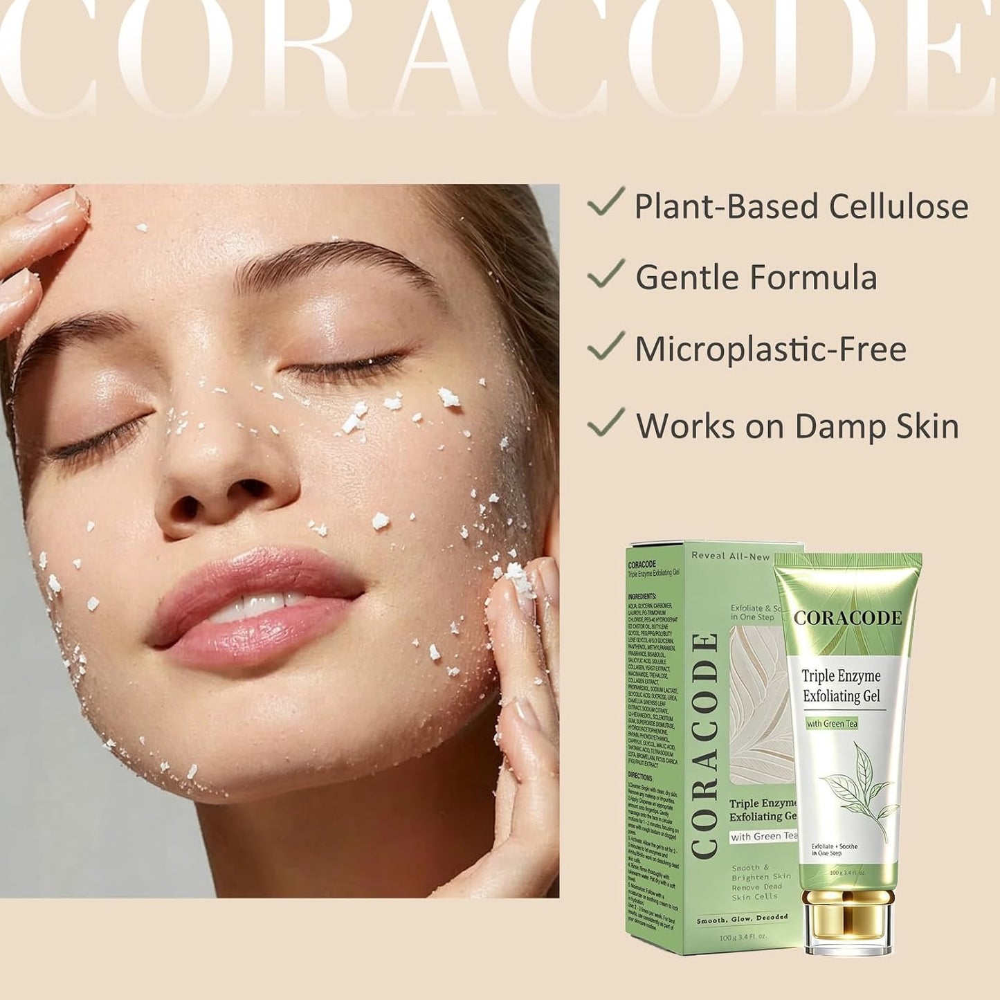 Triple Enzyme Green Tea Exfoliating Peel Gel for Smooth Skin