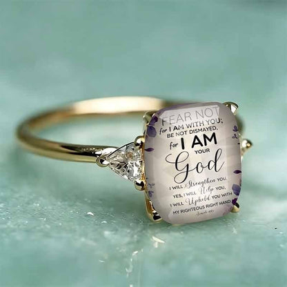 Women's Adjustable Christian Scripture Ring – Gold-Plated CZ Jewelry