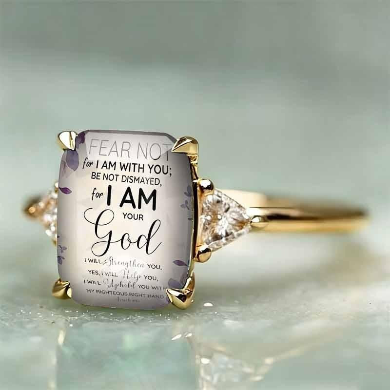 Women's Adjustable Christian Scripture Ring – Gold-Plated CZ Jewelry