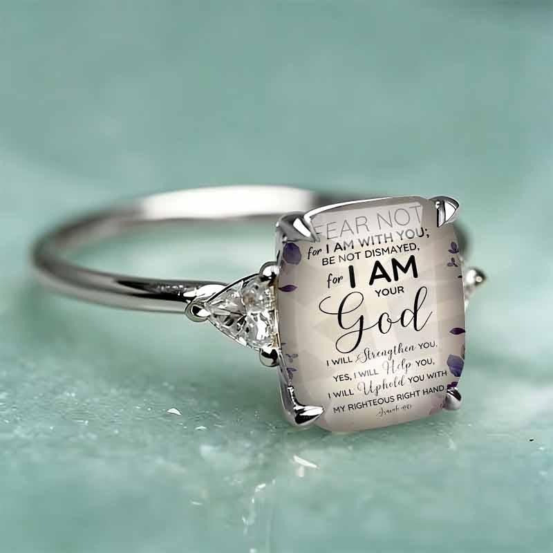 Women's Adjustable Christian Scripture Ring – Gold-Plated CZ Jewelry