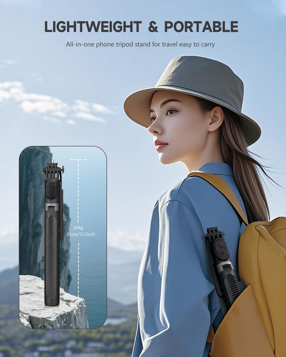 1.7M All-in-One Phone Tripod & Selfie Stick – Remote Shutter, Optional Beauty Light