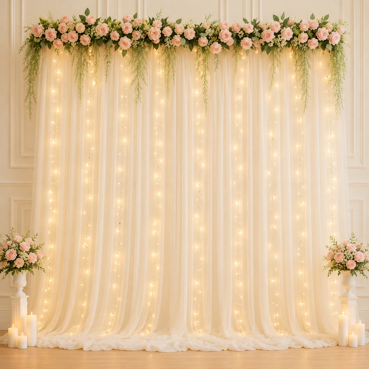 Dreamy Tulle Curtain Lights – 3m Width, Warm Glow, 3 Heights