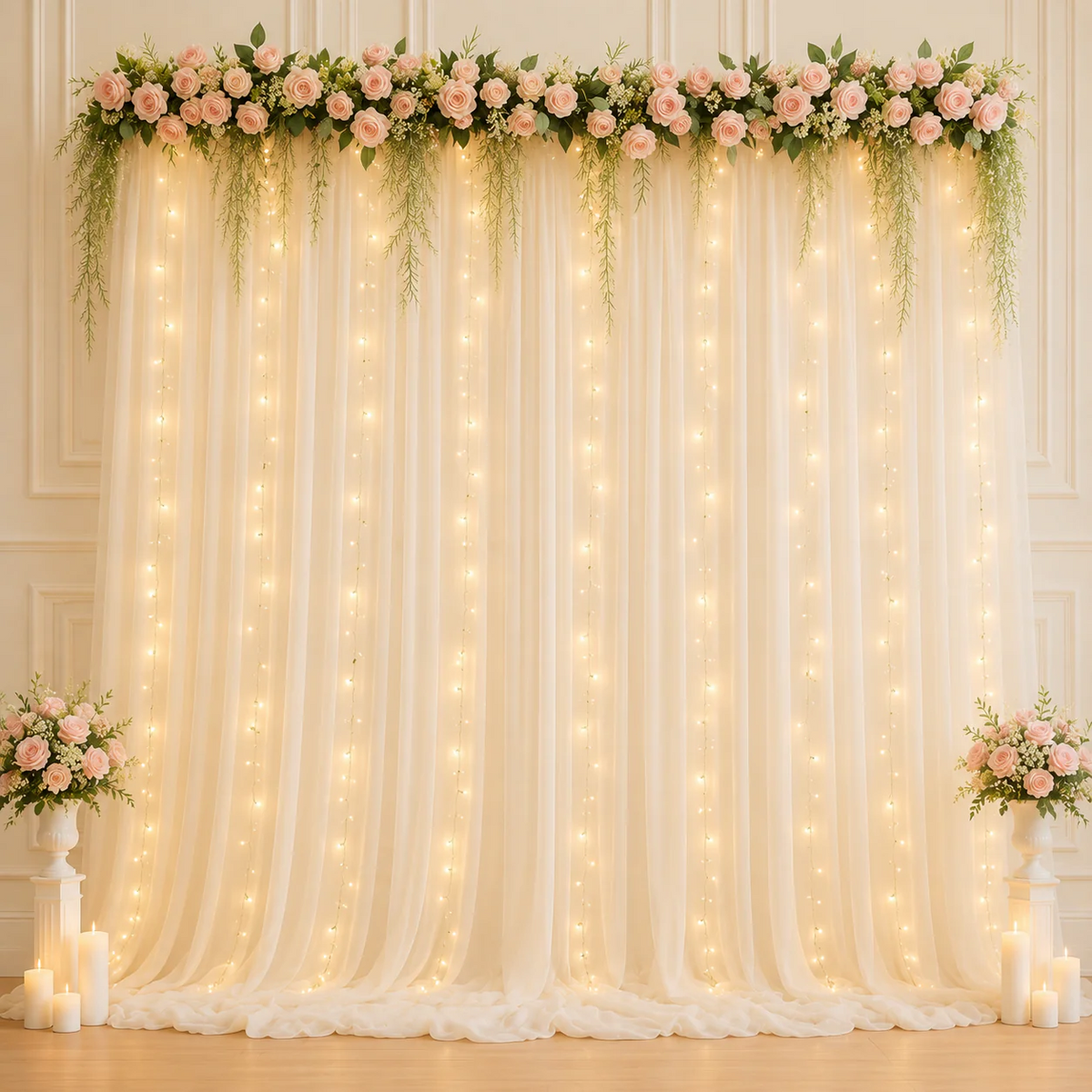 Dreamy Tulle Curtain Lights – 3m Width, Warm Glow, 3 Heights