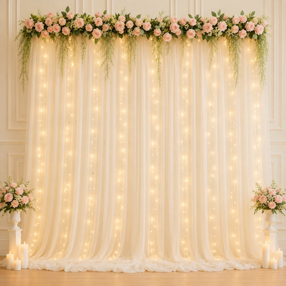 Dreamy Tulle Curtain Lights – 3m Width, Warm Glow, 3 Heights