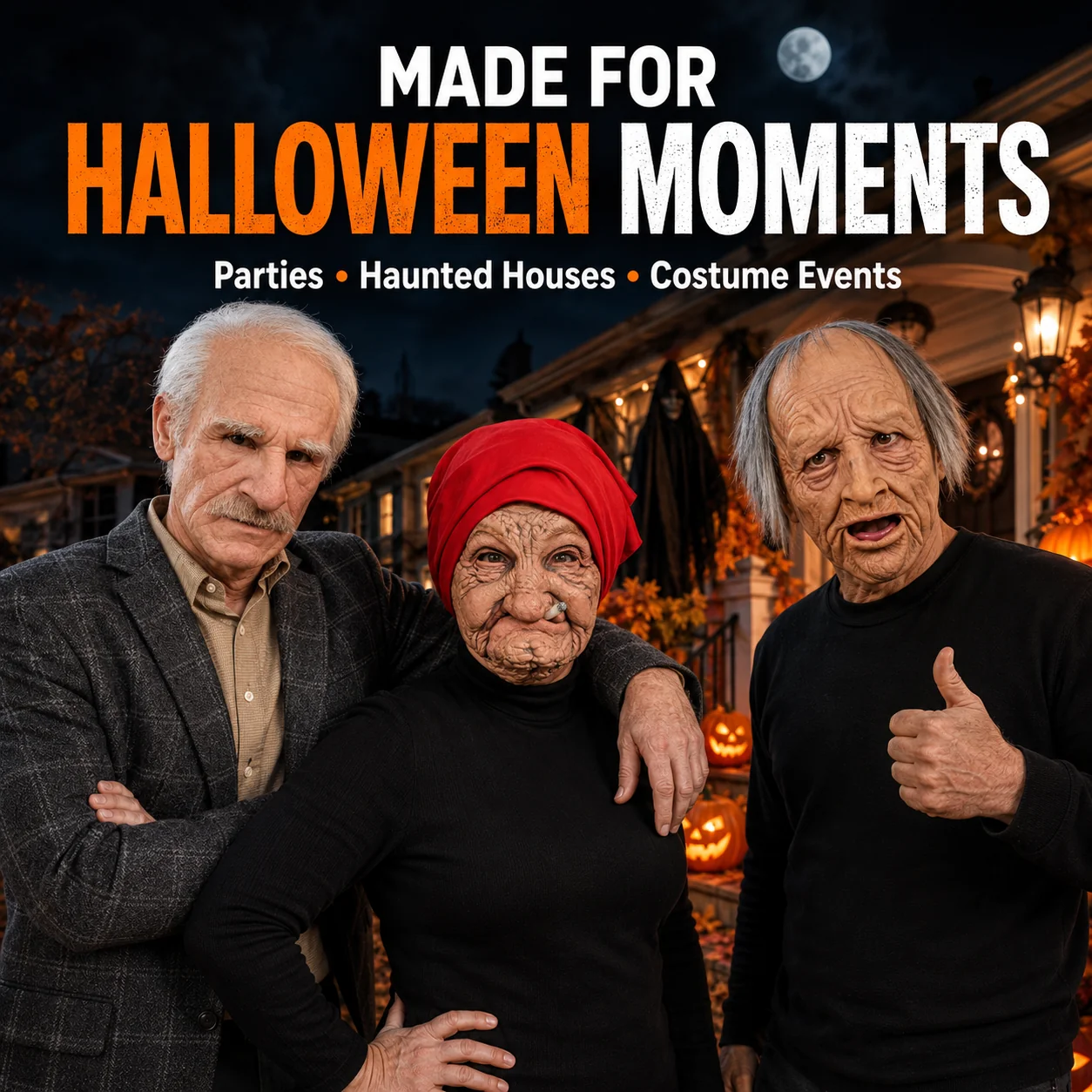 Halloween Old Man Mask – Realistic Latex Full Head Costume Mask
