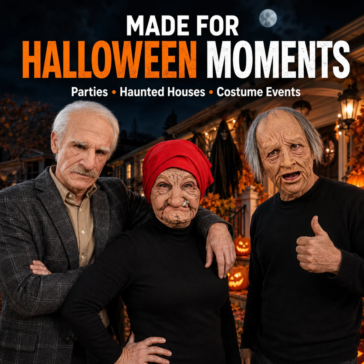 Halloween Old Man Mask – Realistic Latex Full Head Costume Mask
