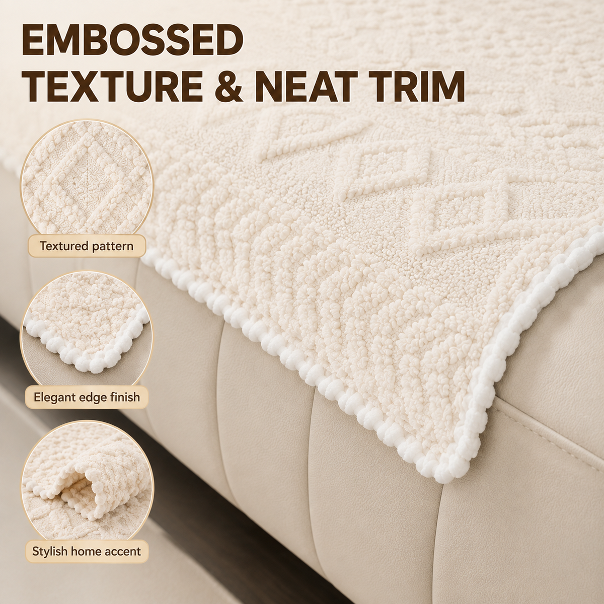 Plush Fuzzy Sofa Cover – Soft Non-Slip Washable Couch Protector