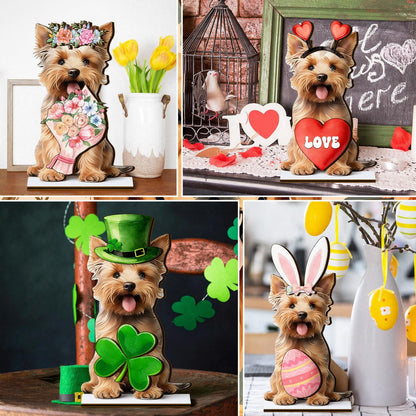 Halloween Cat Decor – Interchangeable Magnetic Wooden Sign with Detachable Hats for All Holidays