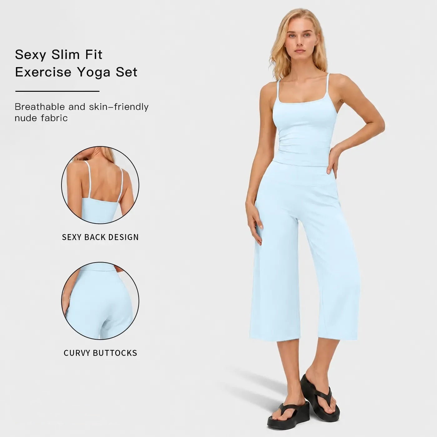 Women's 2-Piece Slimming Sports Set – Camisole Yoga Top & High-Waisted Quick-Dry Shorts