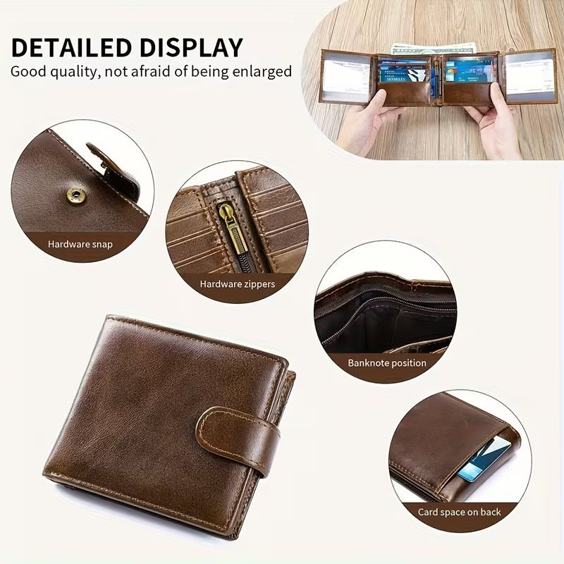 Men’s Genuine Leather Wallet – Slim 19-Card Business Wallet
