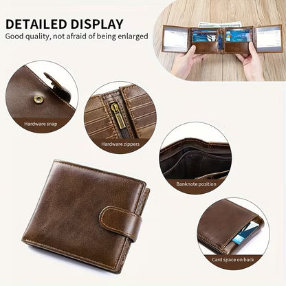 Men’s Genuine Leather Wallet – Slim 19-Card Business Wallet