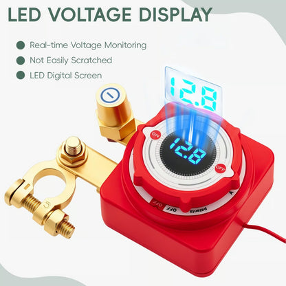 12V 240A Remote Battery Disconnect Switch with LED Voltage Display