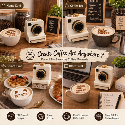 3D Printed Latte Art Camera – Easy Coffee Stencil Tool