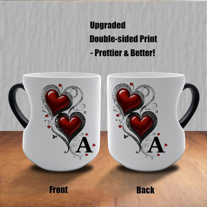 Magic Heart Initial Mug – 26 Letters, Color-Changing Ceramic, 11oz