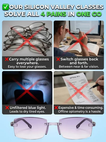 Intelligent Dual Focus Reading Glasses with Blue Light Filtering
