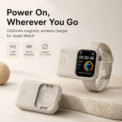 Portable Apple Watch Power Bank – 1200mAh USB-C Fast Charging Travel Charger