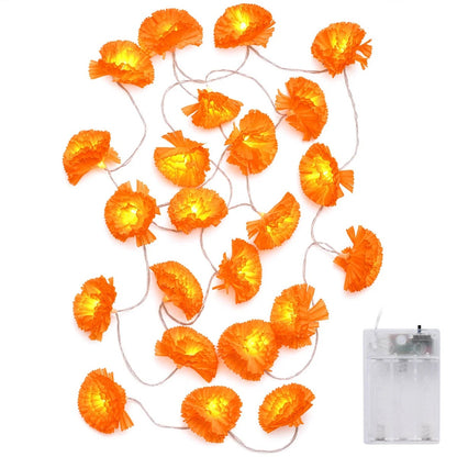 Halloween Marigold LED Garland Lights – 20/40 LEDs, Remote & Steady-On Options
