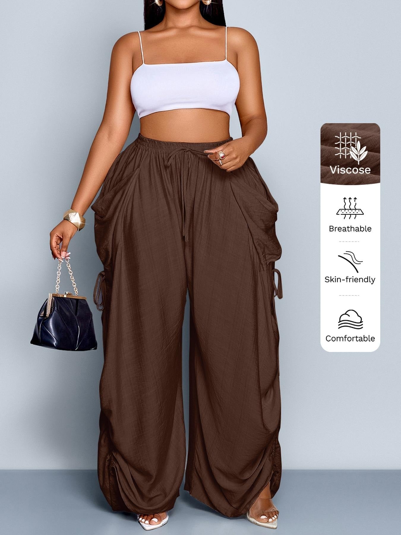 Women’s Loose Wide Leg Pants – Drawstring, All-Season Comfort