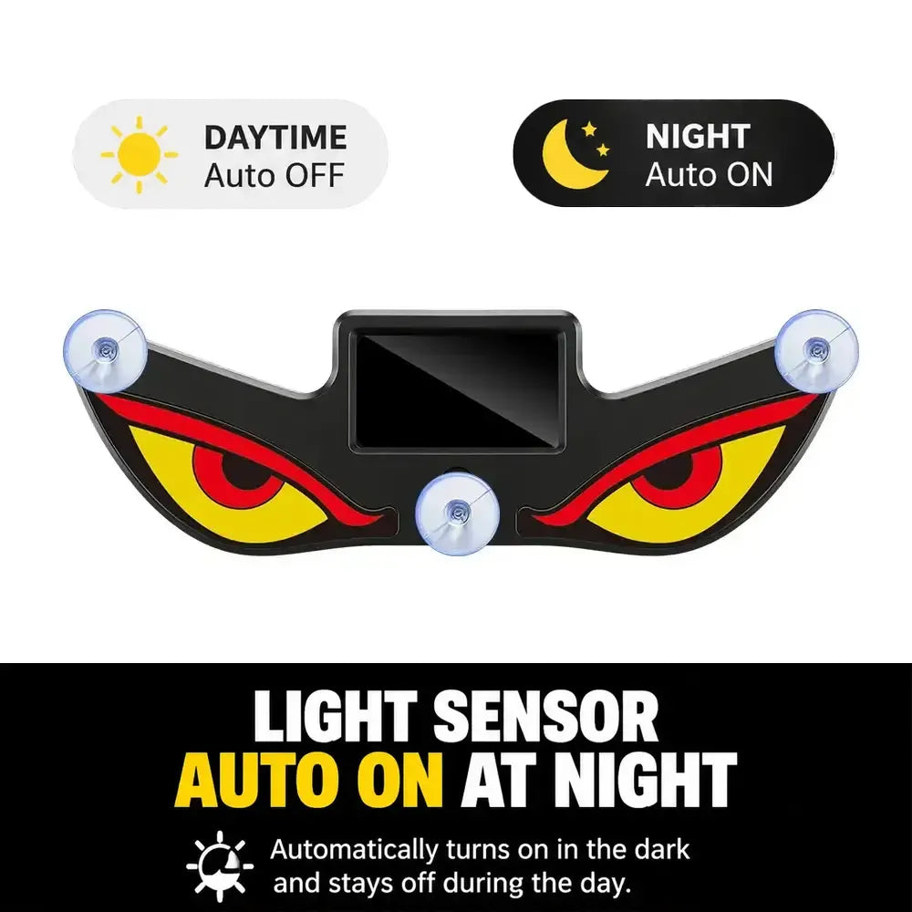 Vampire Devil Eye LED Car Window Display, Solar & USB Powered