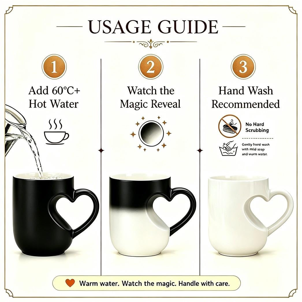 Magic Heart Initial Mug – 26 Letters, Color-Changing Ceramic, 11oz