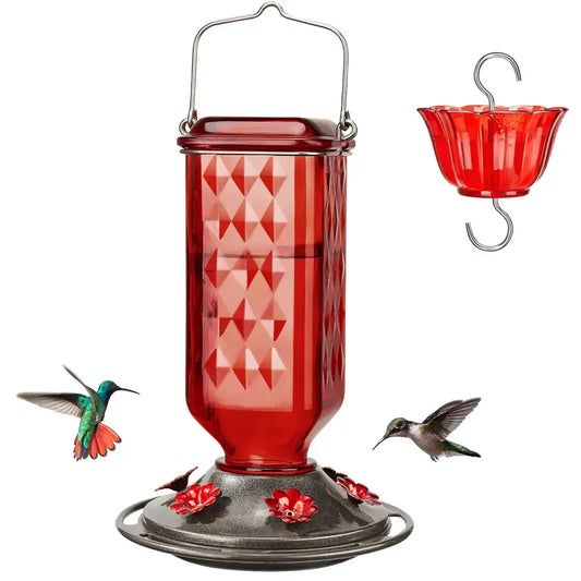 Hummingbird Feeder for Outdoor Hanging – 24oz, 6 Feeding Ports, Ant Moat Included