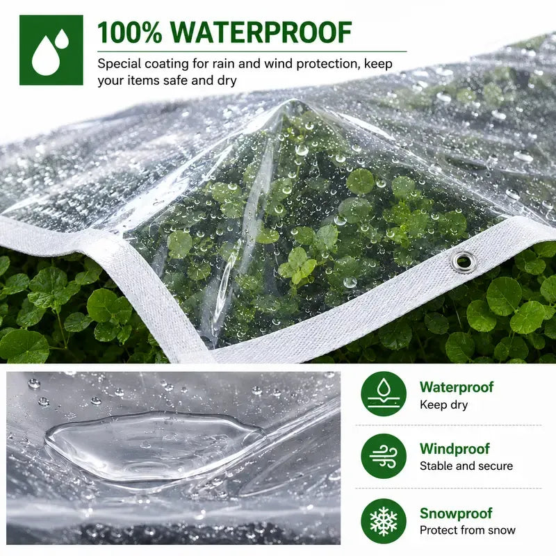 Heavy Duty Clear Waterproof PE Tarp – Transparent Outdoor Cover with Metal Grommets