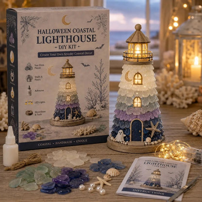 DIY Lighted Sea Glass Lighthouse Kit – Complete Beginner-Friendly Craft Set with LED