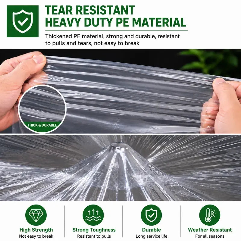 Heavy Duty Clear Waterproof PE Tarp – Transparent Outdoor Cover with Metal Grommets