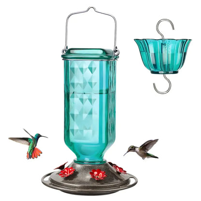 Hummingbird Feeder for Outdoor Hanging – 24oz, 6 Feeding Ports, Ant Moat Included