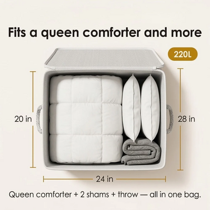 Large Capacity Quilt & Blanket Storage Bags – 4 Sizes, Gray Pattern, Foldable