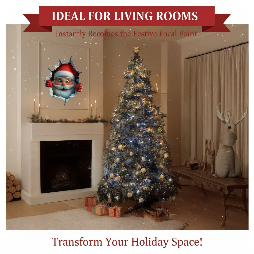 Festive Decor 2-Piece Santa Face Vinyl Stickers