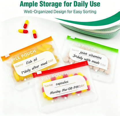 A8 14-Pouch Weekly Pill Organizer – Waterproof, Color-Coded Travel Storage