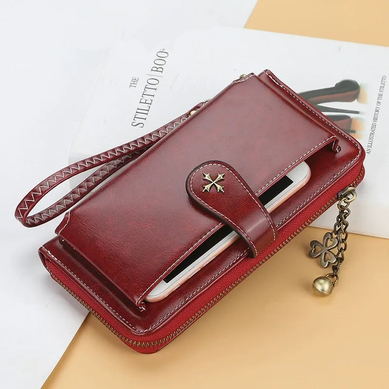 Vintage Goth Mini Leather Wallet for Women – Zip Bifold Coin Purse